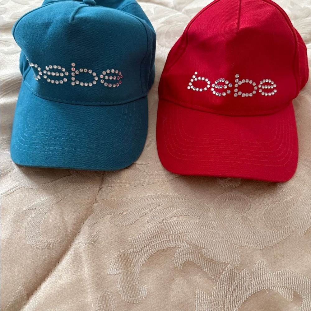 Bebe Blue and Red Caps Two for the price of one A little bling goes a long way